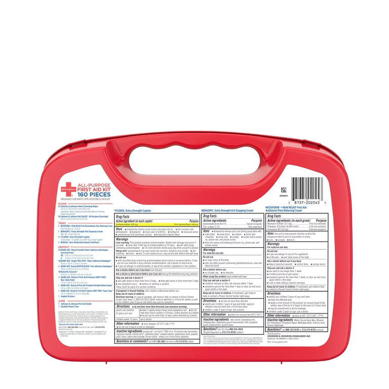 Johnson & Johnson All-Purpose Portable Compact First Aid Kit 7