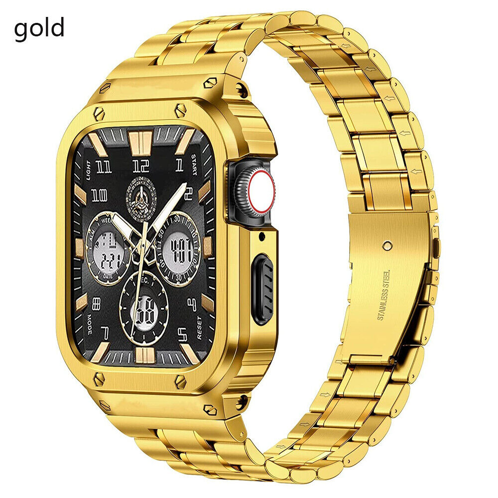 Stainless Steel Strap+metal Case For Apple Watch Band 10