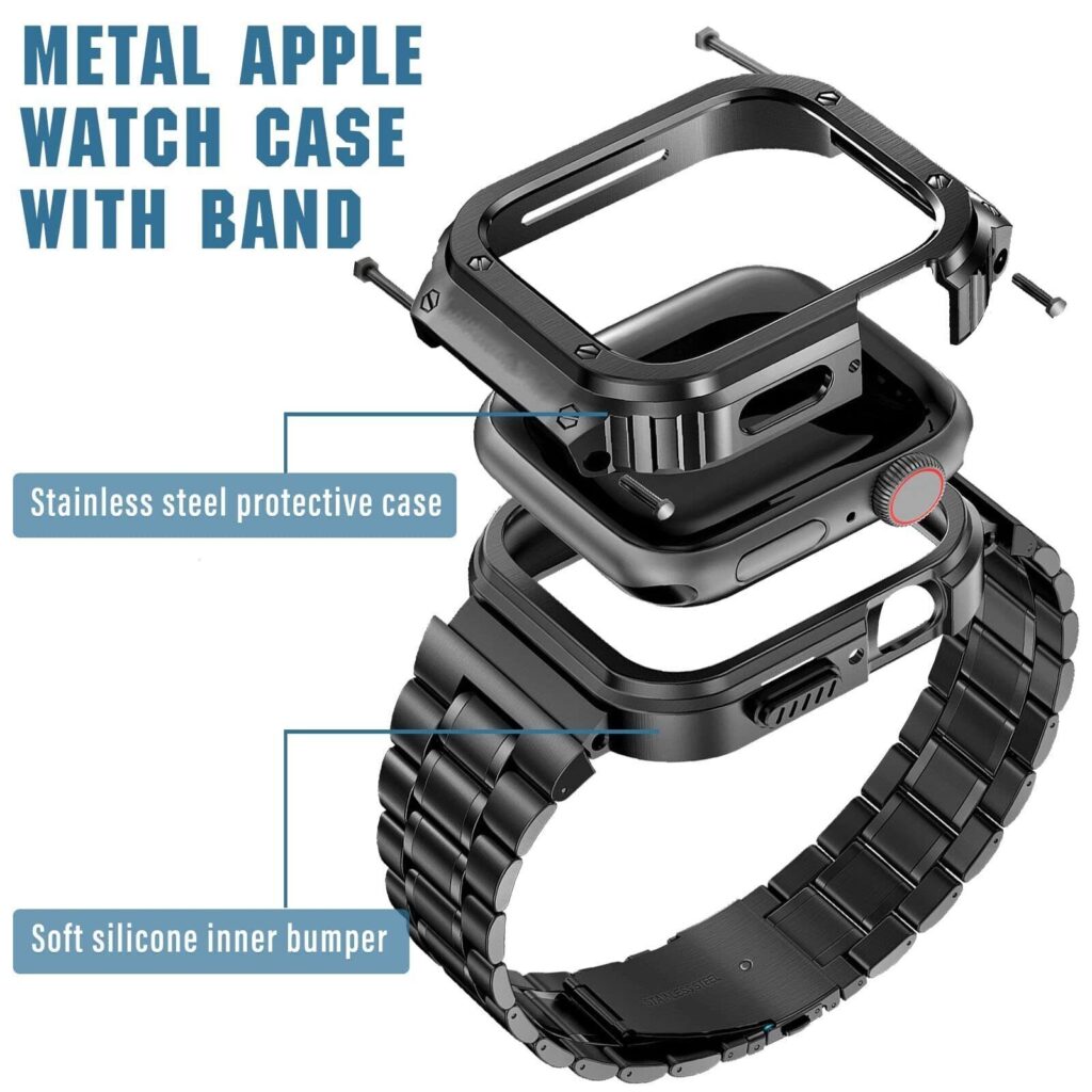 Stainless Steel Strap+metal Case For Apple Watch Band 4