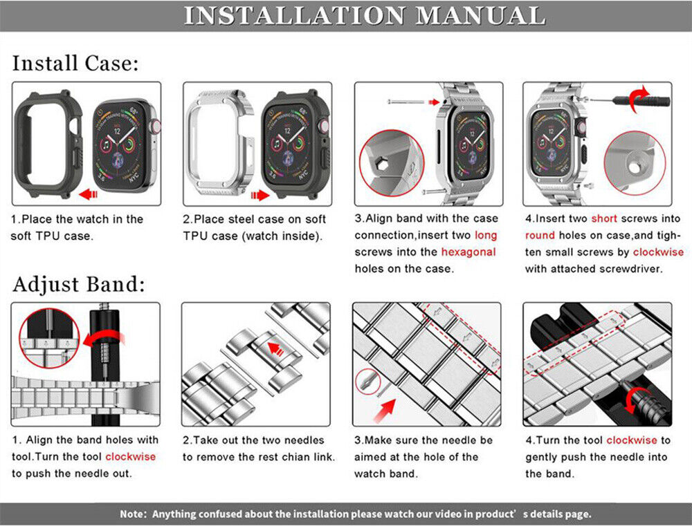 Stainless Steel Strap+metal Case For Apple Watch Band 8
