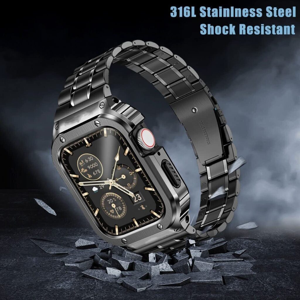 Stainless Steel Strap+metal Case For Apple Watch Band 9